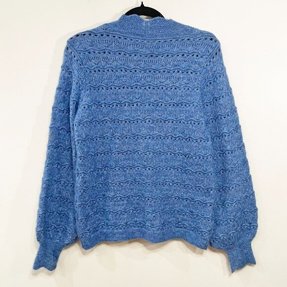Like New Sezane Lya Mohair Merino Scallop Knit Sweater Blue XS - Picture 3 of 7